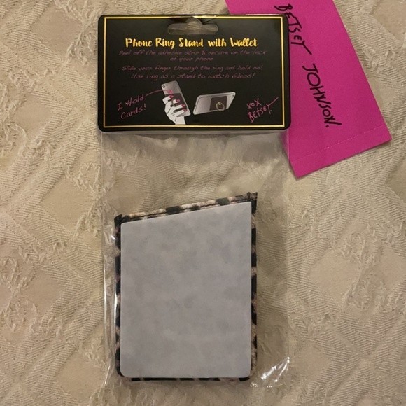 Betsey Johnson Stick On Phone Ring Wallet Leopard - Picture 3 of 6